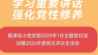 【枫津·红】学习重要讲话 强化党性修养--枫津实小党支部2025年1月主题党日活动暨2024年度民主评议生活会